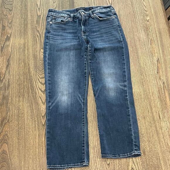 Ann Taylor Straight Leg Jeans Mid Rise Whisker Denim Medium Wash Blue Size 10/30 - Picture 1 of 13